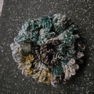 Large ruffle crochet hair scrunchie